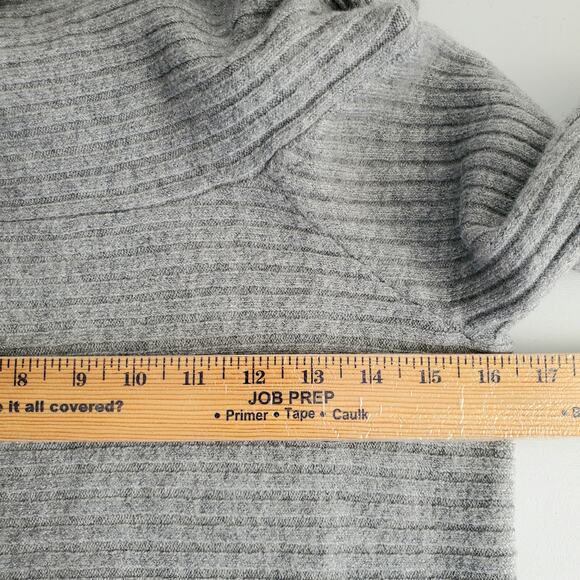 Women Lou Grey Chunky Ribbed Cowl Neck Off Shoulder Sweater XS Comfy Cozy Scandi - Picture 10 of 12
